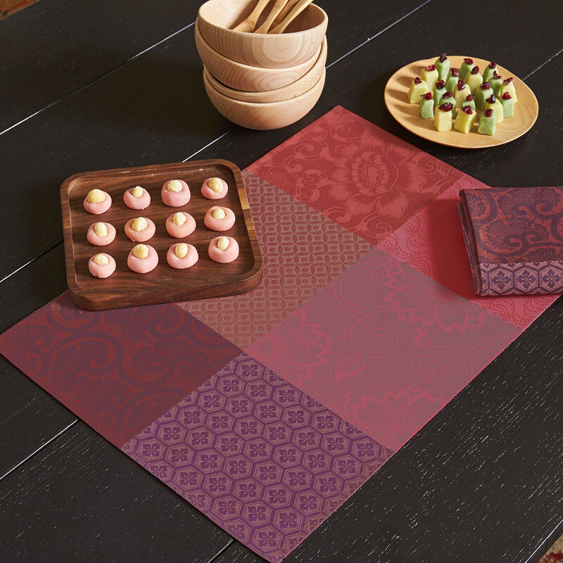 Coated placemat Fleurs de Kyoto Maple 52x38 100% cotton, , hi-res image number 0