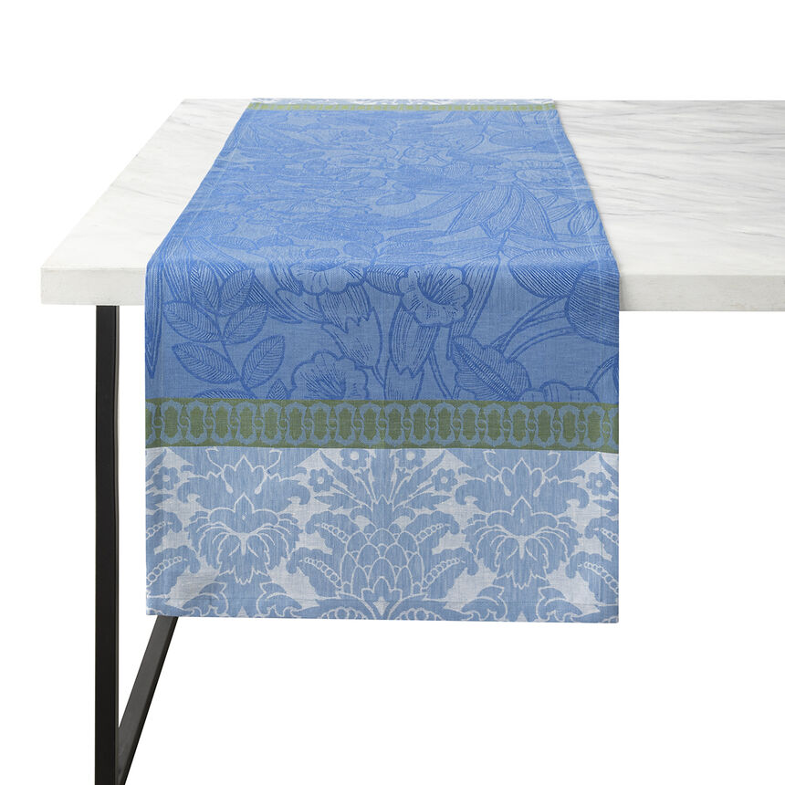 Runner Escapade Tropicale Blue 38x270 100% linen, , hi-res image number 0