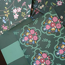Drawings and floral patterns from the design studio