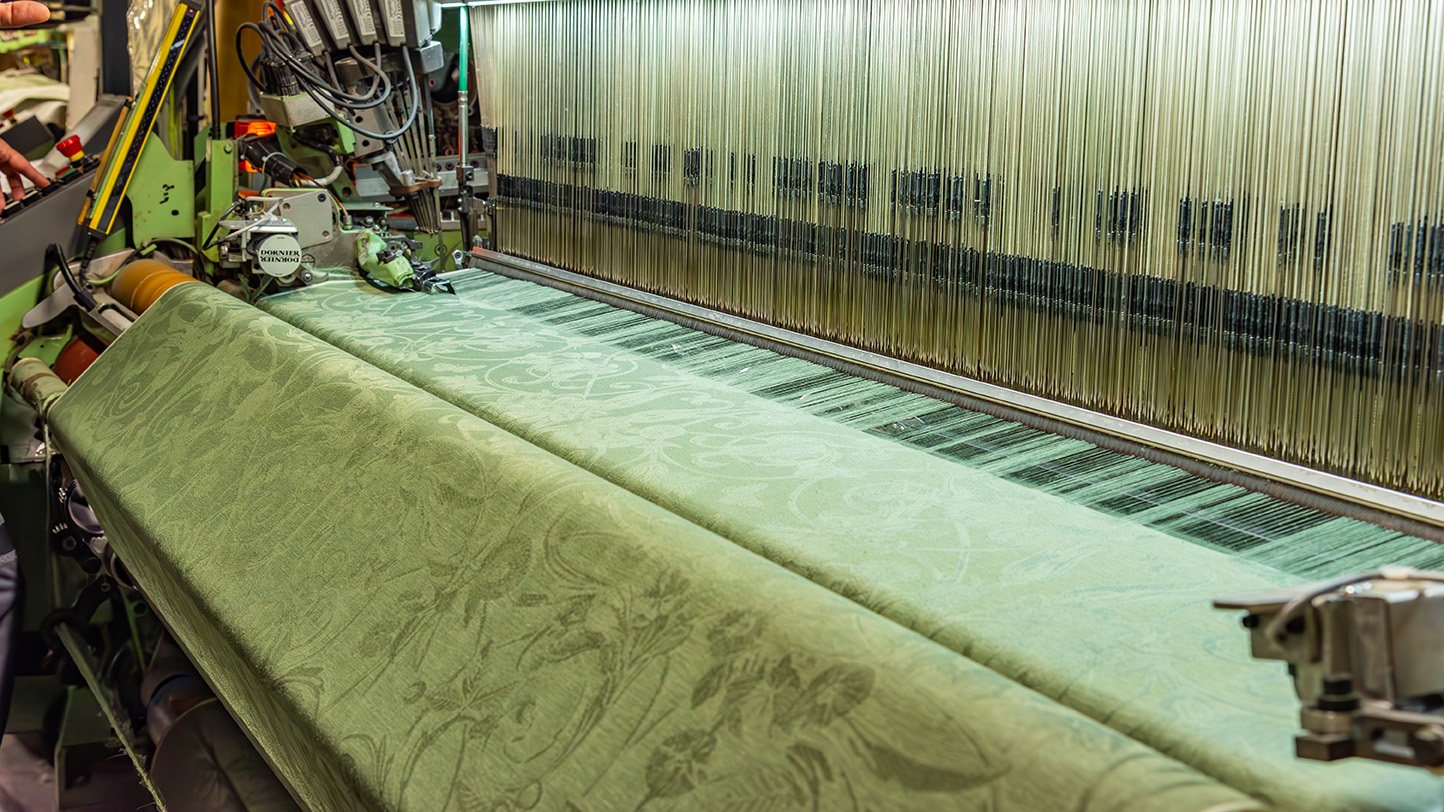 Damask fabric on a Jacquard loom
